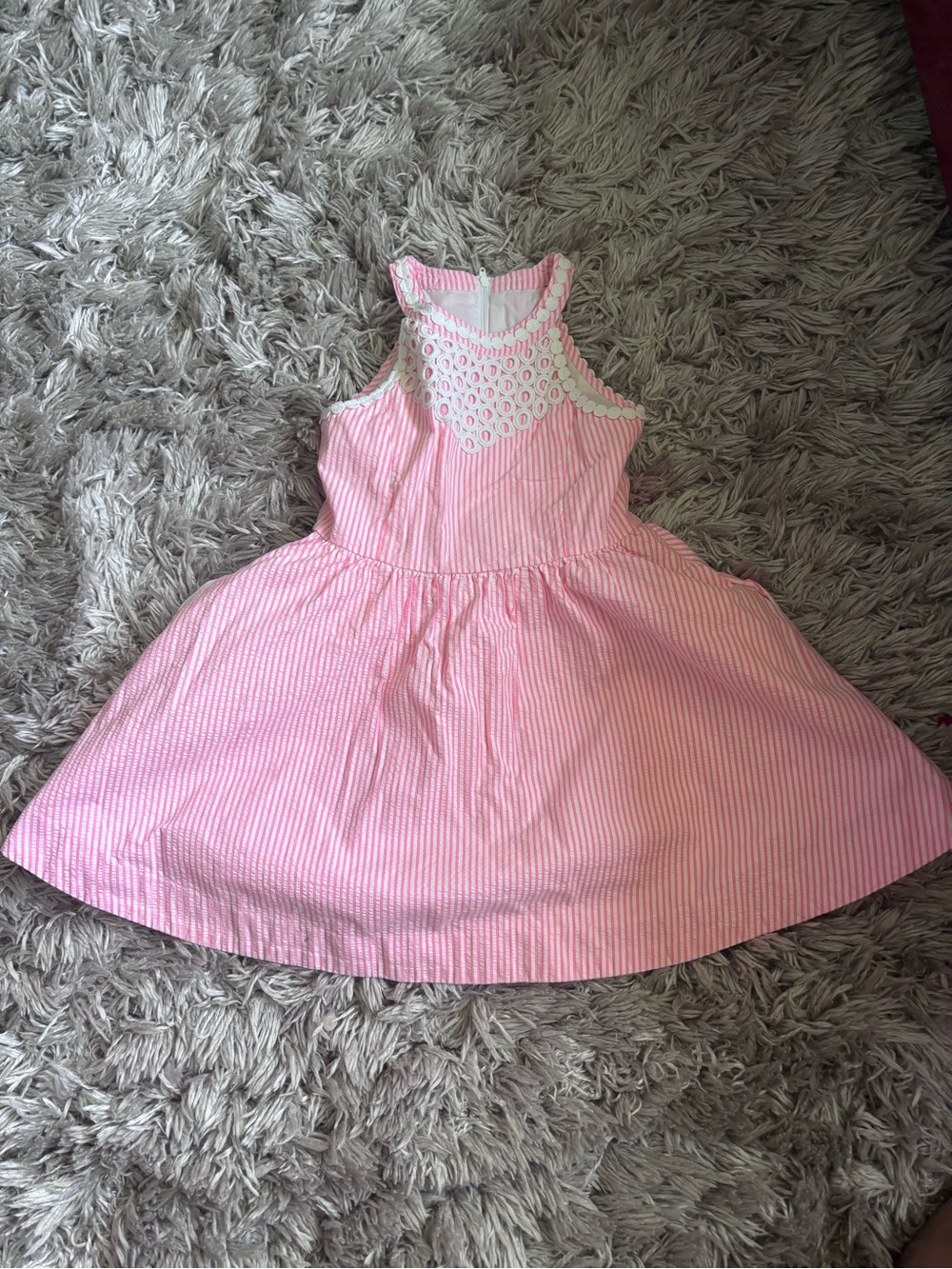 Lilly Pulitzer Pink Striped Dress with White Eyelet Yoke